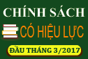 05 chính sách mới nổi bật có hiệu lực đầu tháng 03/2017