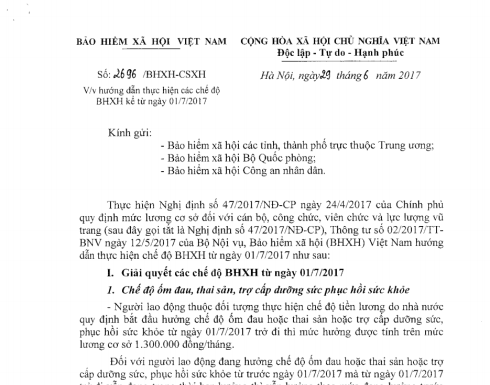 Hanoi-Vietnam: Guidelines for settlement of social insurance benefits from July 1, 2017