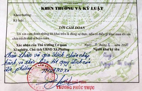 Prohibition of Commenting on the Adherence to Policies and Laws in Résumés of Vietnamese citizens