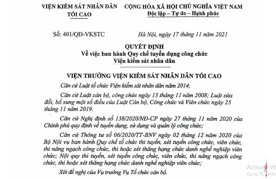 Regulation on recruitment of civil servants of the People's Procuracy of Vietnam (Newest)