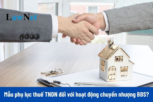 Mẫu phụ lục thuế thu nhập doanh nghiệp đối với hoạt động chuyển nhượng bất động sản theo Thông tư 80?