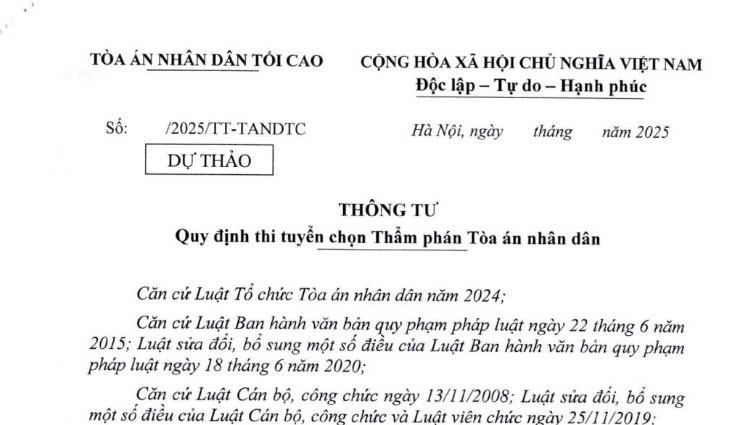 Đã có dự thảo Thông tư quy định thi tuyển chọn Thẩm phán Tòa án nhân dân