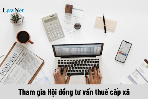 What are the conditions for household and individual business representatives to participate in the commune-level tax advisory council?