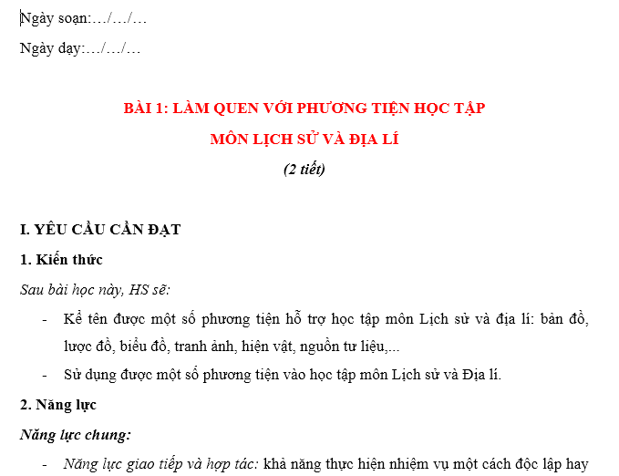 Giáo án dạy môn lịch sử và địa lý lớp 4