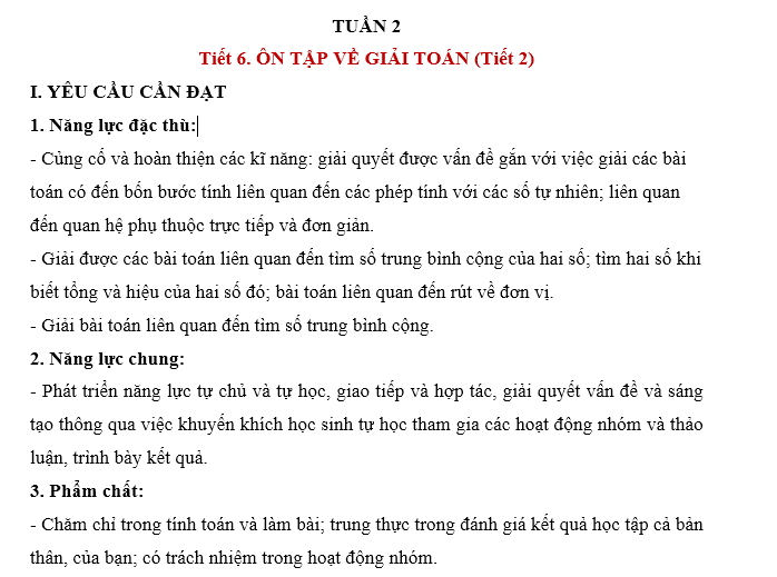 Giáo án toán lớp 5 Cánh diều tuần 2