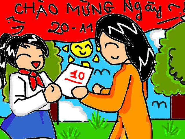 Tranh 20 11 dành cho học sinh mầm non