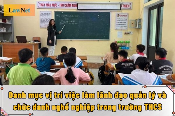 Danh mục vị trí việc làm lãnh đạo quản lý và chức danh nghề nghiệp chuyên ngành trong các trường trung học cơ sở hiện nay ra sao?