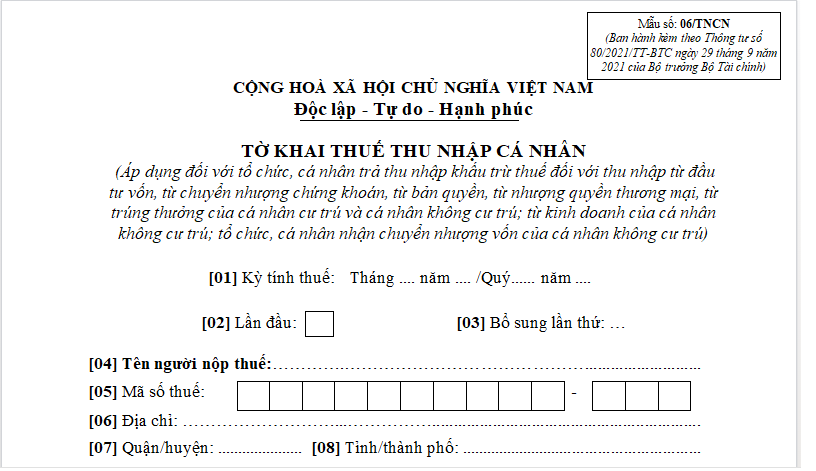 Mẫu 06-TNCN