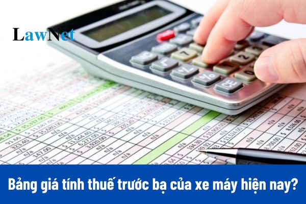 Bảng giá tính thuế trước bạ của xe máy năm 2025 như thế nào?