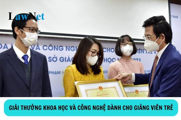 Giải thưởng Khoa học và công nghệ cho giảng viên trẻ trong cơ sở giáo dục đại học gồm có những lĩnh vực nào?