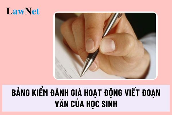 Mẫu Bảng kiểm đánh giá hoạt động viết đoạn văn của học sinh?