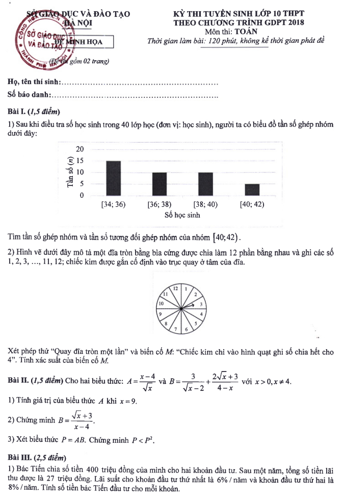 Sample Entrance Exam for Grade 10 in Mathematics