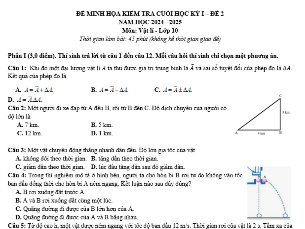 đề thi vật lí lớp 10