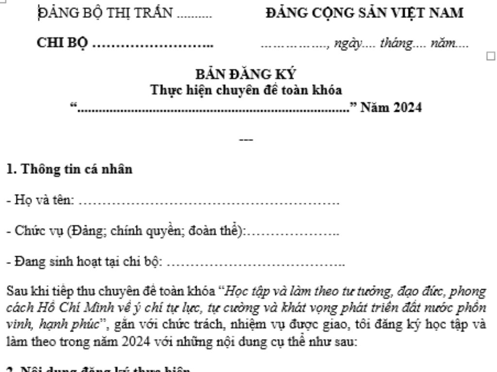 MẪU BẢNG HỌC TẬP VÀ LÀM THEO TU TUONG