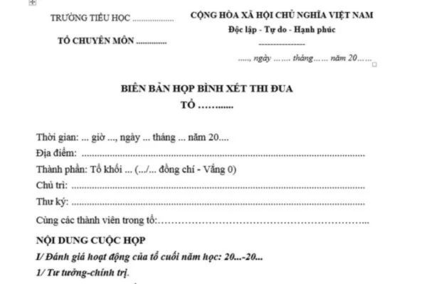 biên bản bình xét thi dua