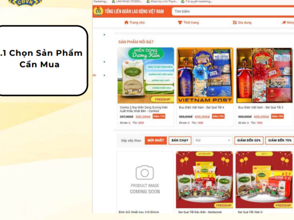 chọn sản phẩm mua hàng