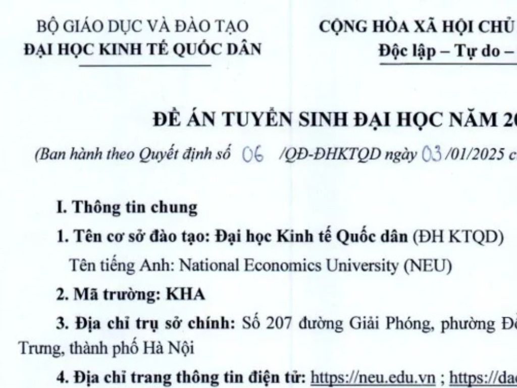 đề án tuyển sinh