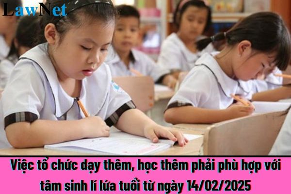 Việc tổ chức dạy thêm, học thêm phải phù hợp với tâm sinh lí lứa tuổi từ ngày 14/02/2025? Các trường hợp nào không được dạy thêm, tổ chức dạy thêm?