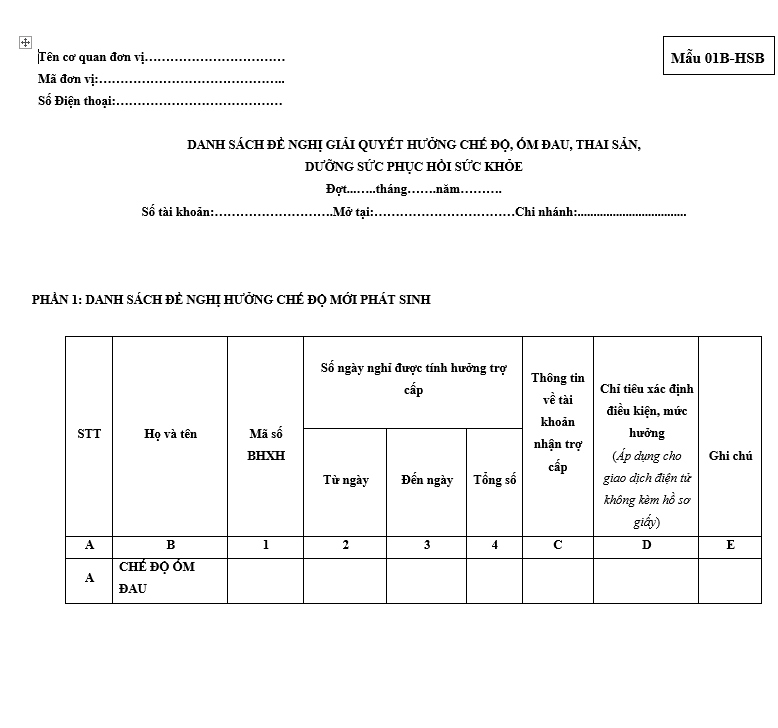 Cách viết mẫu 01b-hsb bhxh như thế nào? Tiền thưởng thai sản có đóng thuế TNCN không? 
