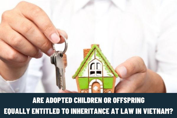 Are adopted children or offspring equally entitled to inheritance at law? What are the cases of inheritance at law in Vietnam?