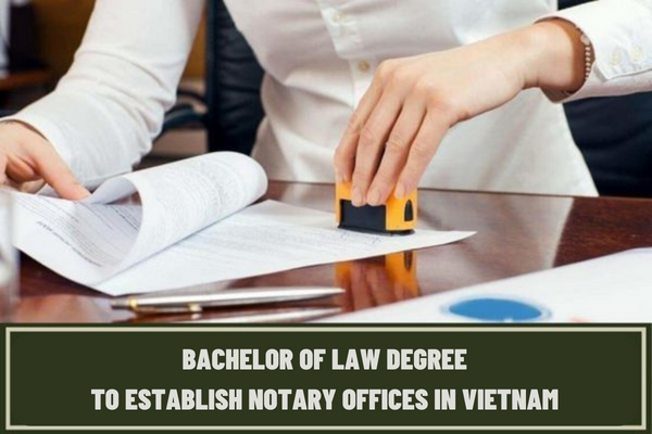 What are the conditions for a bachelor of law degree to establish notary offices in Vietnam? What are the procedures for establishment of notary offices in Vietnam?