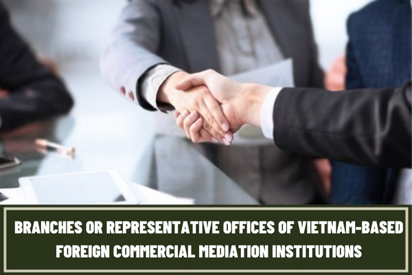 What is the application for grant of licenses for establishment of branches or representative offices of Vietnam-based foreign commercial mediation institutions?