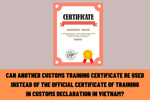 Can another customs training certificate be used instead of the official certificate of training in customs declaration in Vietnam?