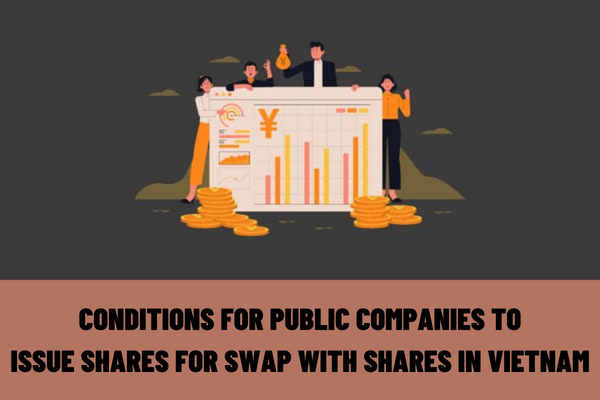 What are the conditions for public companies to issue shares for swap with shares of pre-selected shareholders in other public companies in Vietnam?