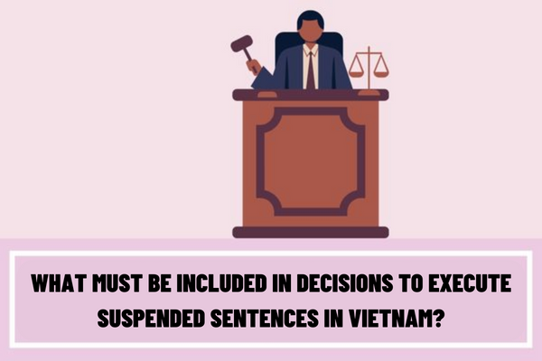 What must be included in decisions to execute suspended sentences in Vietnam? Which agencies and individuals must the decisions to execute suspended sentences in Vietnam be sent?