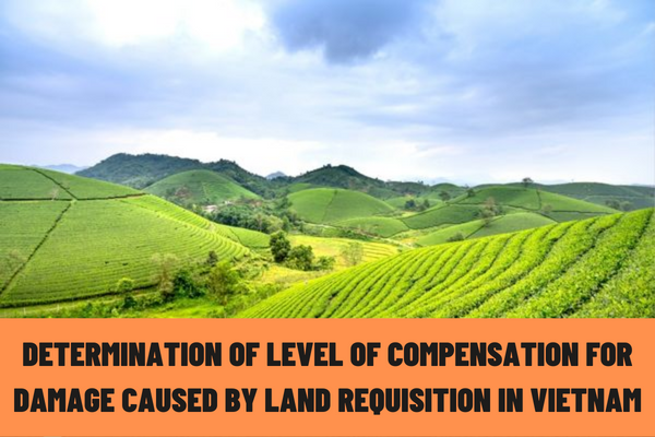 Who is responsible for determining the level of compensation for damage caused by land requisition in Vietnam?
