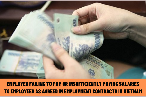 What is the administrative penalty imposed on the employer for failing to pay or insufficiently paying salaries to employees as agreed in their employment contracts in Vietnam?