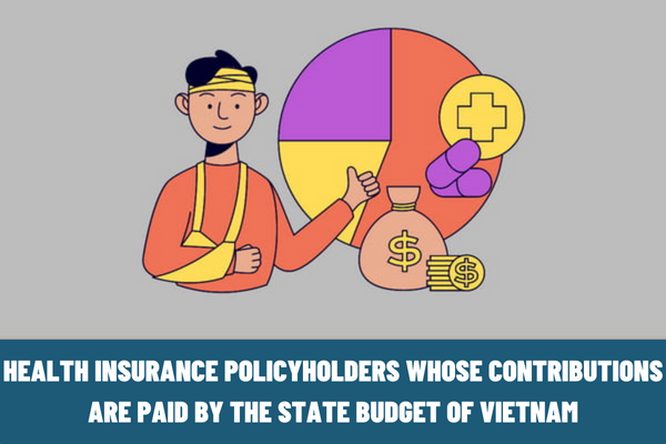 Who are health insurance policyholders whose contributions are paid by the state budget of Vietnam? What are the state budget’s support rates of payment of health insurance premiums?