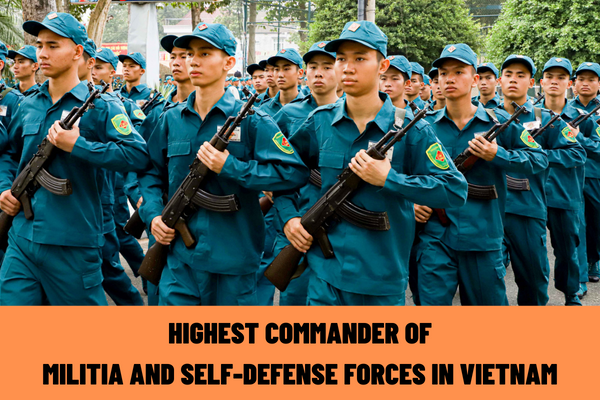 Who is the highest commander of the militia and self-defense forces? What are the regulations on authorization for designation of commanding titles of militia and self-defense forces in Vietnam?