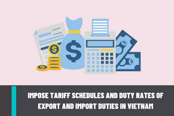 Which agency has the power to impose tariff schedules and duty rates of export and import duties in Vietnam?