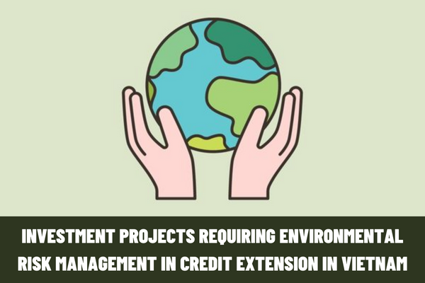 What are the investment projects requiring environmental risk management in credit extension in Vietnam?