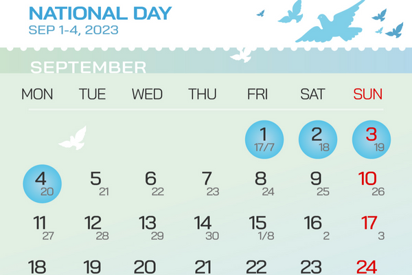 The leave schedule of National Day holiday on September 2, 2023 for employees and students in Vietnam? What is the leave schedule of stock trading holidays on National Day in 2023?