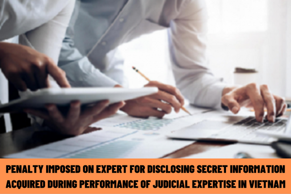 What is the administrative penalty imposed on an expert for disclosing secret information acquired during the performance of judicial expertise in Vietnam?