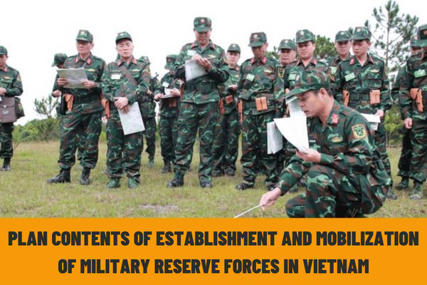 What are the plan contents of establishment and mobilization of military reserve forces in Vietnam? What are the regulations on the planning authority?