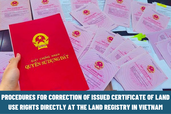 What are the procedures for correction of issued certificates of land use rights directly at the land registry in Vietnam?