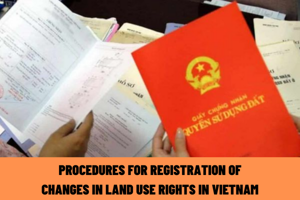 What are the procedures for registration of changes in land use rights in the case of converting separate property into marital property in Vietnam?