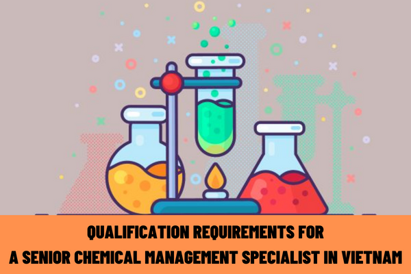 What are the qualification requirements for a senior chemical management specialist in Vietnam according to the latest regulations?