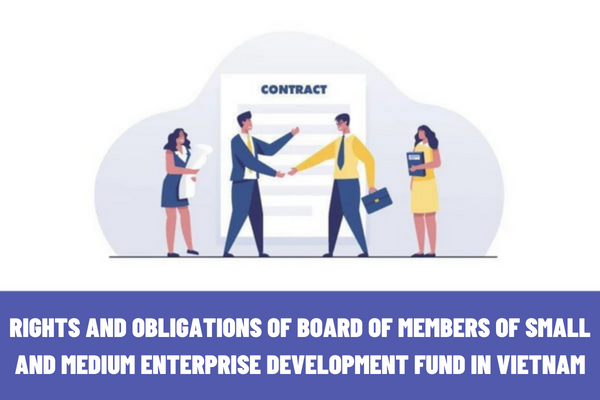 What are the rights and obligations of the Board of Members of the Small and Medium Enterprise Development Fund in Vietnam? What obligations does the Chairperson of the Board of Members perform?