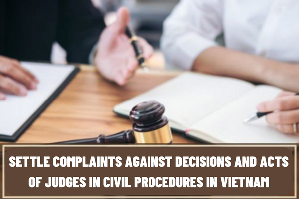 Who has the competence to settle complaints against decisions and acts of judges in civil procedures in Vietnam?