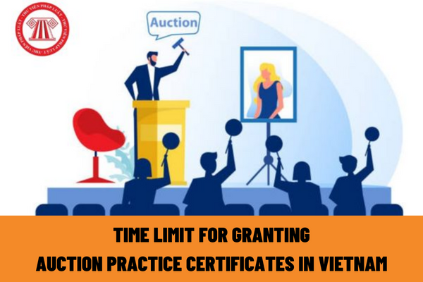 What is the time limit for granting auction practice certificates in Vietnam? What are the procedures for issuance of auctioneer cards in Vietnam according to regulations?