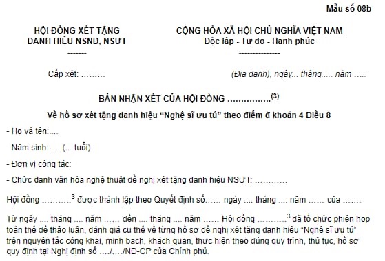 Mẫu số 8b