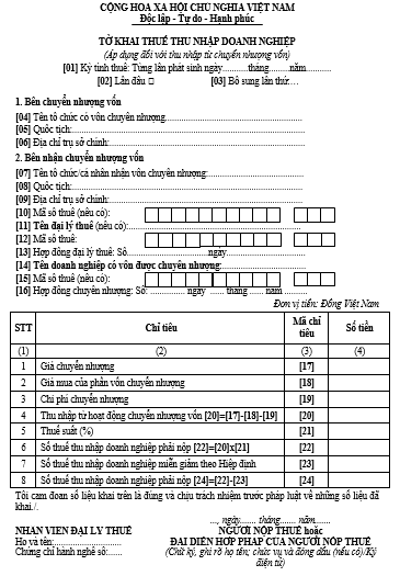 Vietnam: What is the latest CIT declaration form - Form No. 05/CIT ...